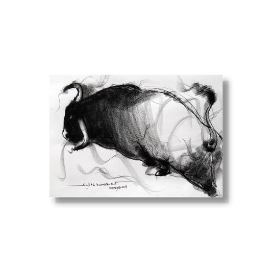 Bull Drawing-037 - SUJITH KUMAR GS MANDYA Art Studio Gallery (SKGSM Art Studio Gallery)