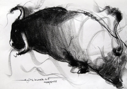 Bull Drawing-037 - SUJITH KUMAR GS MANDYA Art Studio Gallery (SKGSM Art Studio Gallery)