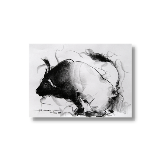 Bull Drawing-040 - SUJITH KUMAR GS MANDYA Art Studio Gallery (SKGSM Art Studio Gallery)