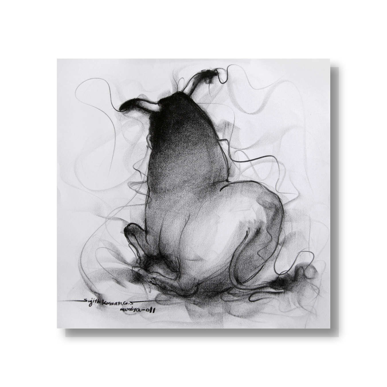 Bull Drawing-041 - SUJITH KUMAR GS MANDYA Art Studio Gallery (SKGSM Art Studio Gallery)