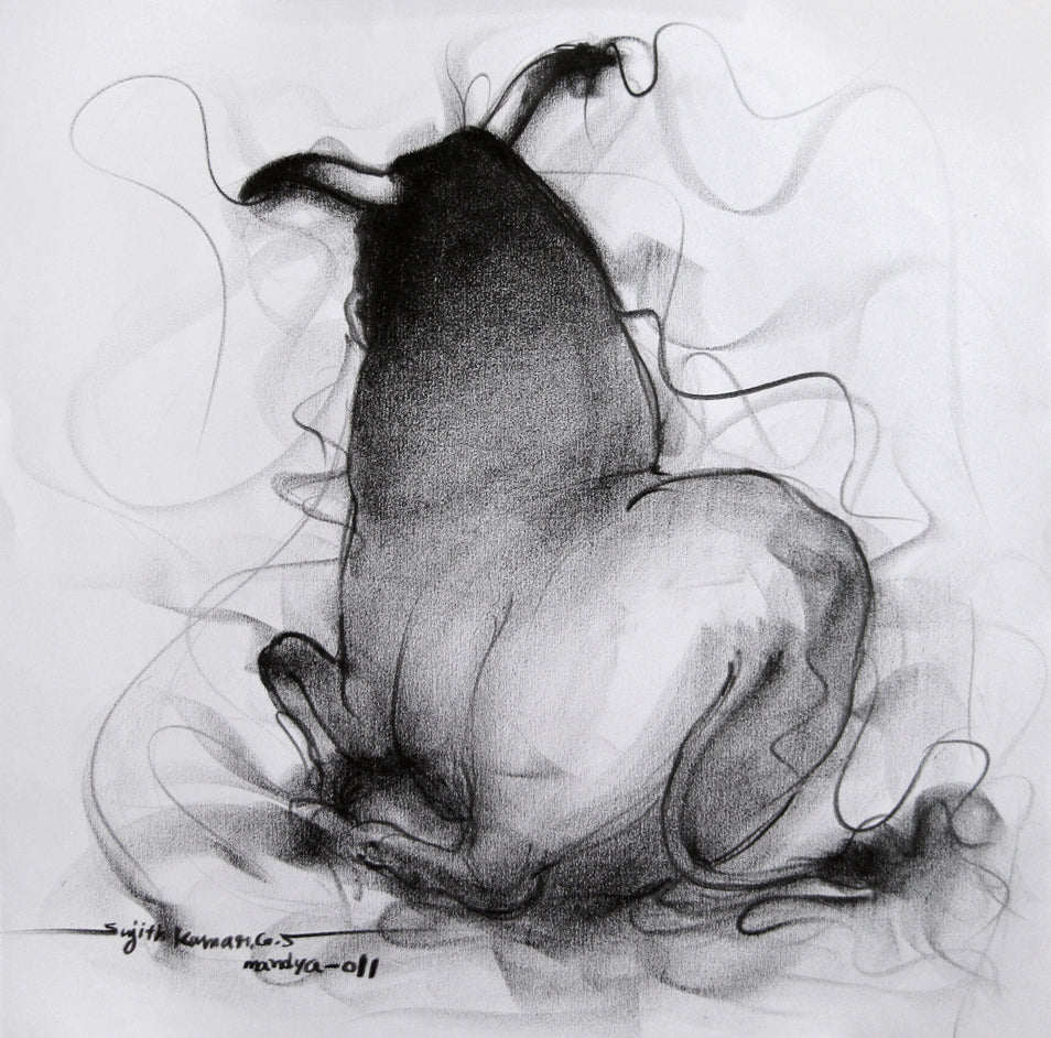 Bull Drawing-041 - SUJITH KUMAR GS MANDYA Art Studio Gallery (SKGSM Art Studio Gallery)