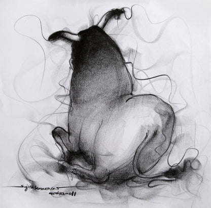 Bull Drawing-041 - SUJITH KUMAR GS MANDYA Art Studio Gallery (SKGSM Art Studio Gallery)