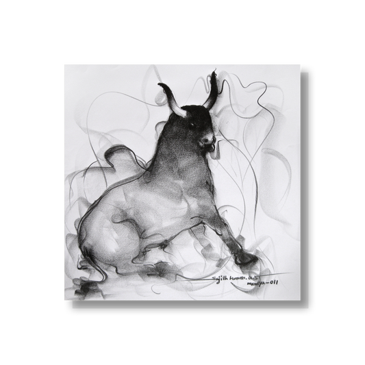Bull Drawing-042 - SUJITH KUMAR GS MANDYA Art Studio Gallery (SKGSM Art Studio Gallery)