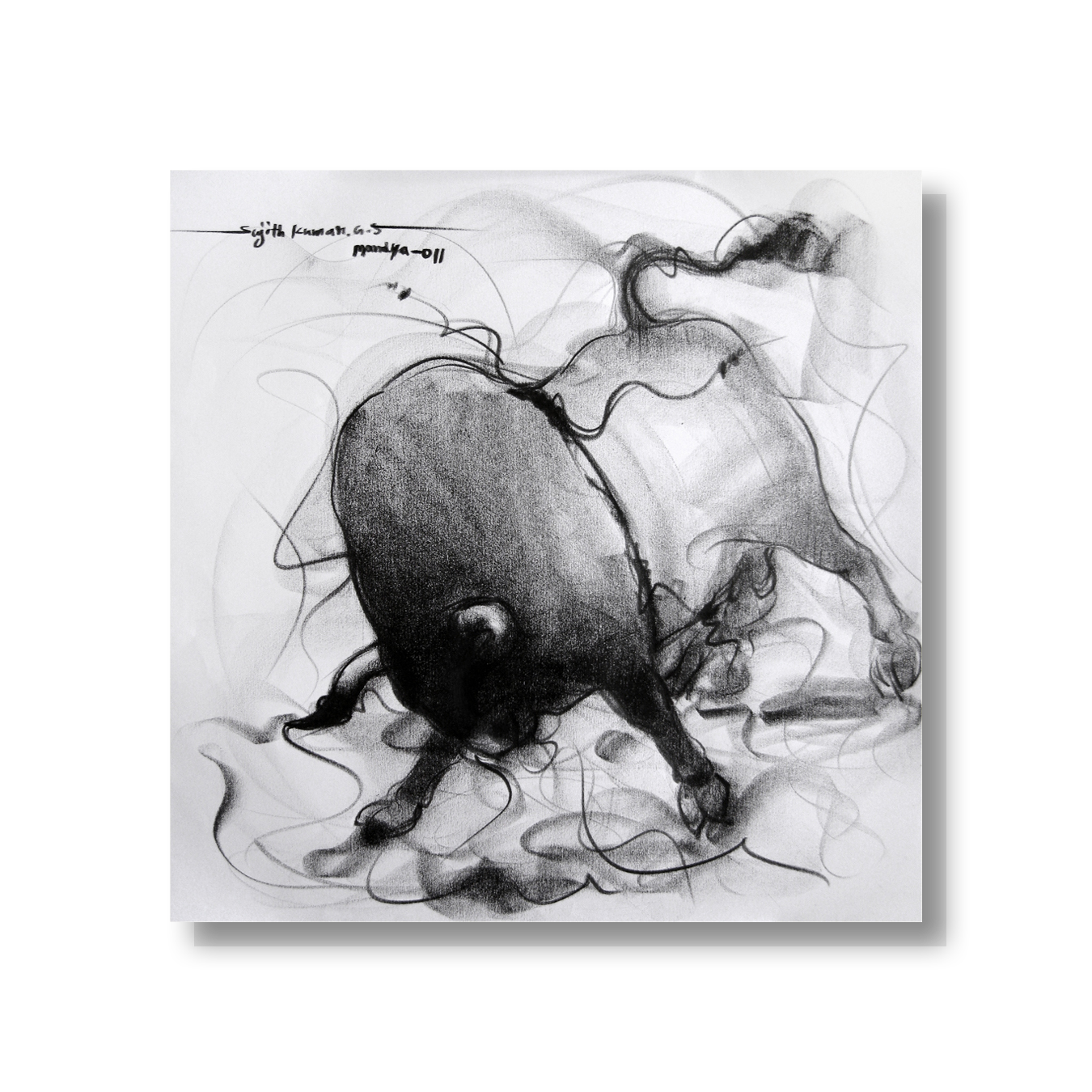 Bull Drawing-043 - SUJITH KUMAR GS MANDYA Art Studio Gallery (SKGSM Art Studio Gallery)