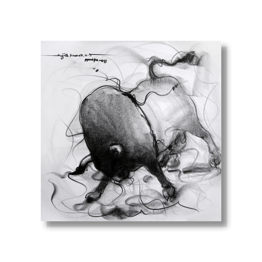 Bull Drawing-043 - SUJITH KUMAR GS MANDYA Art Studio Gallery (SKGSM Art Studio Gallery)