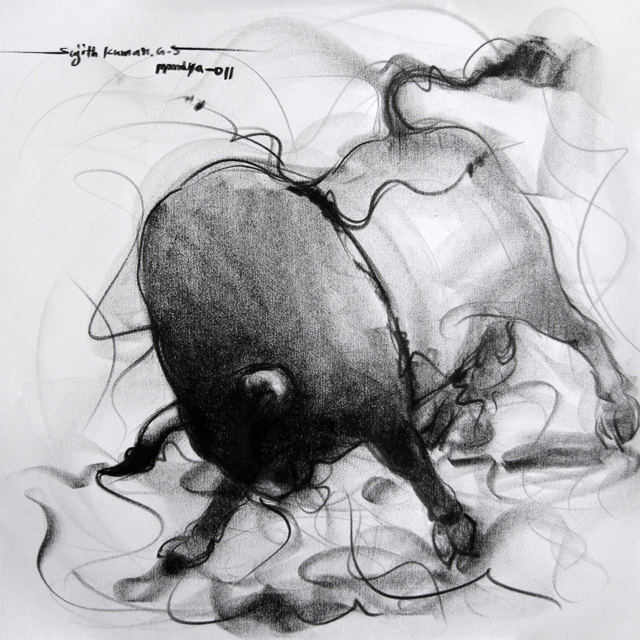 Bull Drawing-043 - SUJITH KUMAR GS MANDYA Art Studio Gallery (SKGSM Art Studio Gallery)