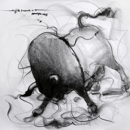 Bull Drawing-043 - SUJITH KUMAR GS MANDYA Art Studio Gallery (SKGSM Art Studio Gallery)