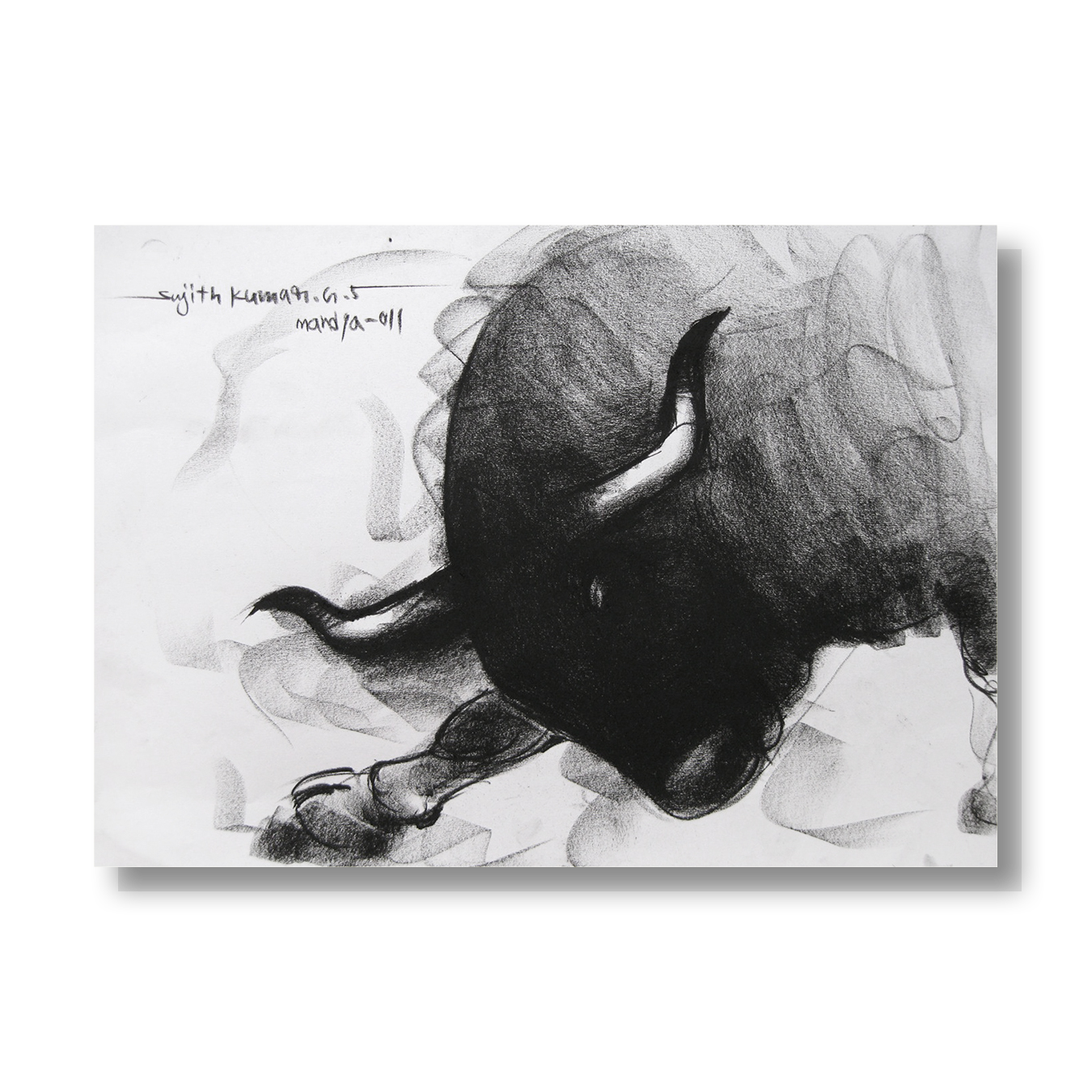 Bull Drawing-045 - SUJITH KUMAR GS MANDYA Art Studio Gallery (SKGSM Art Studio Gallery)