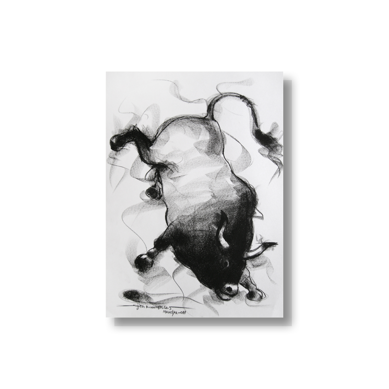 Bull Drawing-047 - SUJITH KUMAR GS MANDYA Art Studio Gallery (SKGSM Art Studio Gallery)