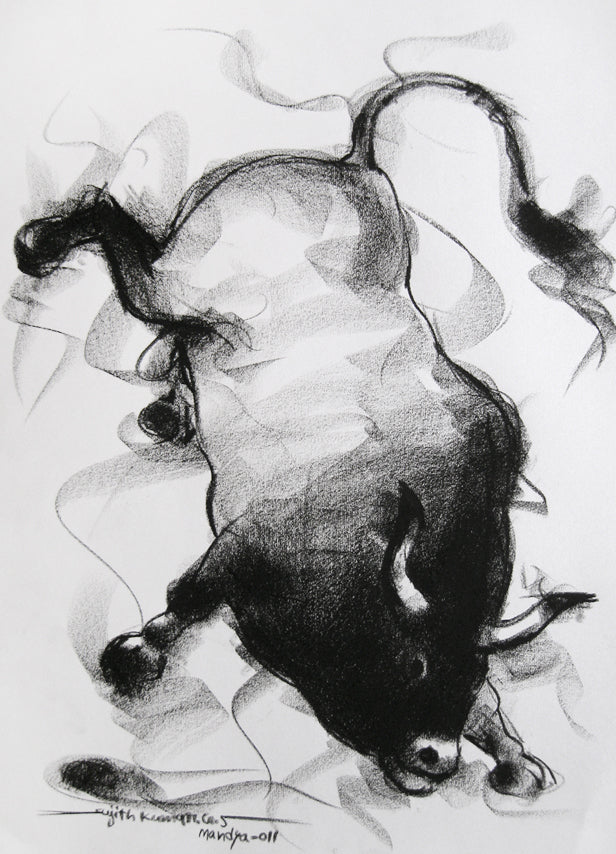 Bull Drawing-047 - SUJITH KUMAR GS MANDYA Art Studio Gallery (SKGSM Art Studio Gallery)
