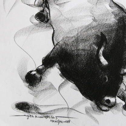 Bull Drawing-047 - SUJITH KUMAR GS MANDYA Art Studio Gallery (SKGSM Art Studio Gallery)