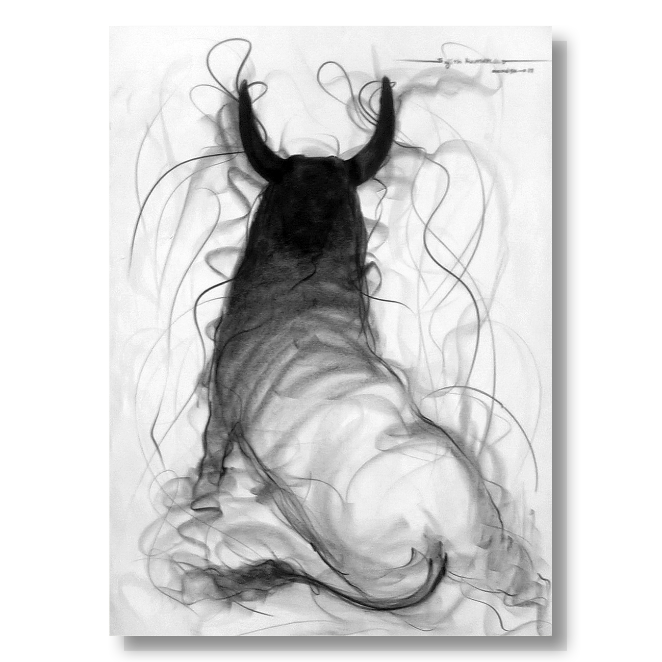 Bull Drawing-048 - SUJITH KUMAR GS MANDYA Art Studio Gallery (SKGSM Art Studio Gallery)