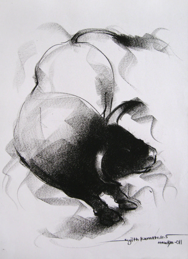 Bull Drawing-052 - SUJITH KUMAR GS MANDYA Art Studio Gallery (SKGSM Art Studio Gallery)