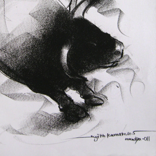 Bull Drawing-052 - SUJITH KUMAR GS MANDYA Art Studio Gallery (SKGSM Art Studio Gallery)