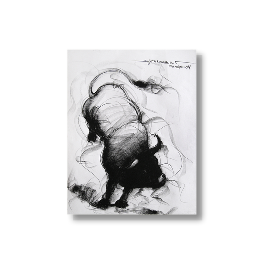 Bull Drawing-056 - SUJITH KUMAR GS MANDYA Art Studio Gallery (SKGSM Art Studio Gallery)