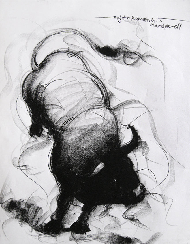 Bull Drawing-056 - SUJITH KUMAR GS MANDYA Art Studio Gallery (SKGSM Art Studio Gallery)