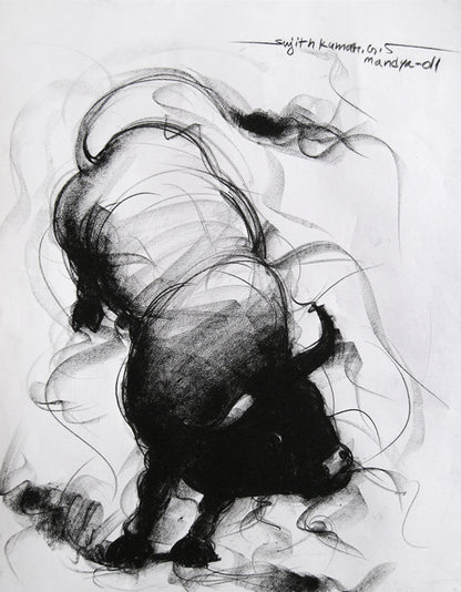 Bull Drawing-056 - SUJITH KUMAR GS MANDYA Art Studio Gallery (SKGSM Art Studio Gallery)