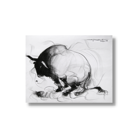 Bull Drawing-057 - SUJITH KUMAR GS MANDYA Art Studio Gallery (SKGSM Art Studio Gallery)