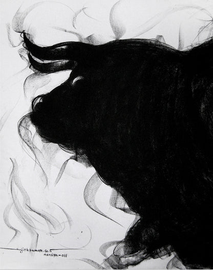 Bull Drawing-058 - SUJITH KUMAR GS MANDYA Art Studio Gallery (SKGSM Art Studio Gallery)