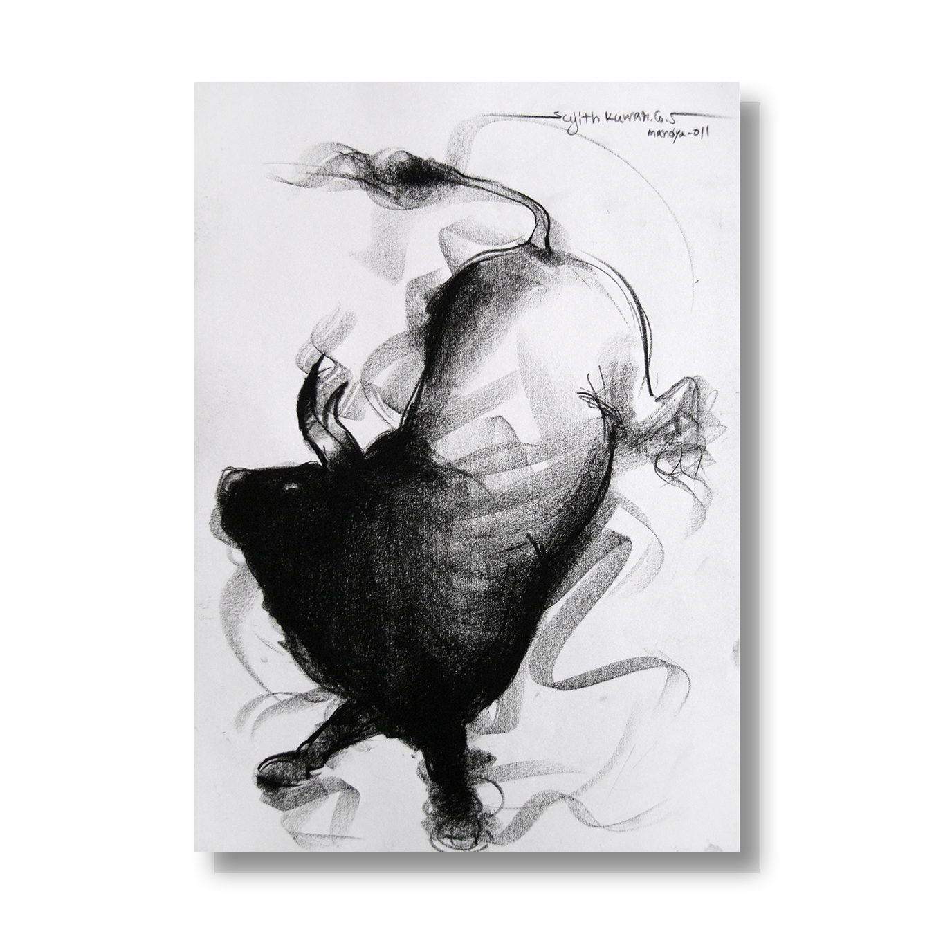 Bull Drawing-060 - SUJITH KUMAR GS MANDYA Art Studio Gallery (SKGSM Art Studio Gallery)