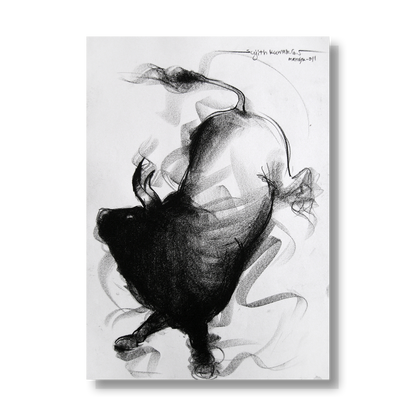 Bull Drawing-060 - SUJITH KUMAR GS MANDYA Art Studio Gallery (SKGSM Art Studio Gallery)