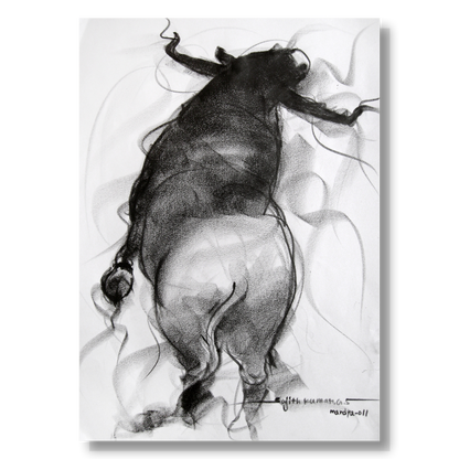 Bull Drawing-062 - SUJITH KUMAR GS MANDYA Art Studio Gallery (SKGSM Art Studio Gallery)