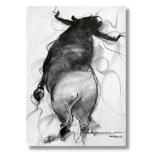 Bull Drawing-062 - SUJITH KUMAR GS MANDYA Art Studio Gallery (SKGSM Art Studio Gallery)