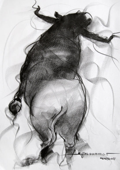 Bull Drawing-062 - SUJITH KUMAR GS MANDYA Art Studio Gallery (SKGSM Art Studio Gallery)
