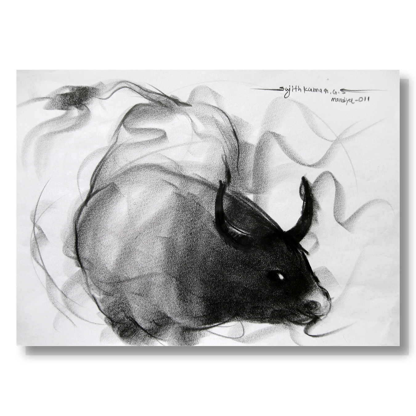 Bull Drawing-065 - SUJITH KUMAR GS MANDYA Art Studio Gallery (SKGSM Art Studio Gallery)