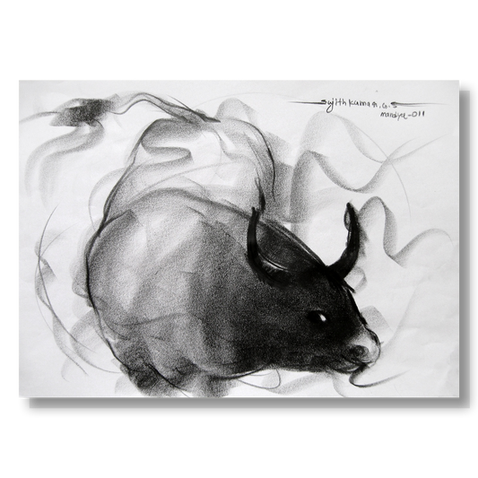 Bull Drawing-065 - SUJITH KUMAR GS MANDYA Art Studio Gallery (SKGSM Art Studio Gallery)