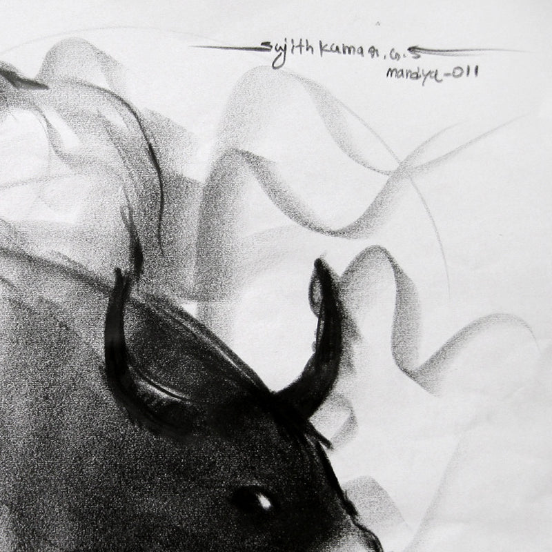 Bull Drawing-065 - SUJITH KUMAR GS MANDYA Art Studio Gallery (SKGSM Art Studio Gallery)