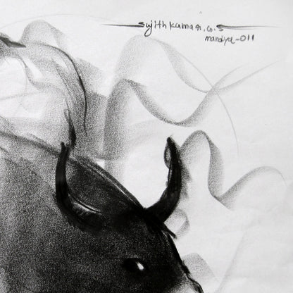 Bull Drawing-065 - SUJITH KUMAR GS MANDYA Art Studio Gallery (SKGSM Art Studio Gallery)