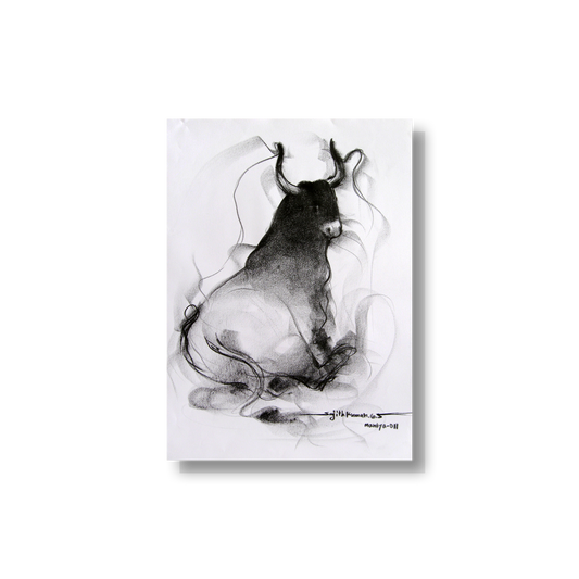 Bull Drawing-090 - SUJITH KUMAR GS MANDYA Art Studio Gallery (SKGSM Art Studio Gallery)