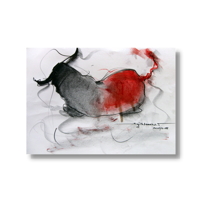 Bull Drawing-091 - SUJITH KUMAR GS MANDYA Art Studio Gallery (SKGSM Art Studio Gallery)