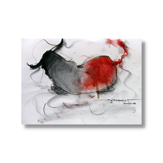 Bull Drawing-091 - SUJITH KUMAR GS MANDYA Art Studio Gallery (SKGSM Art Studio Gallery)