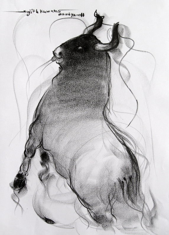 Bull Drawing-093 - SUJITH KUMAR GS MANDYA Art Studio Gallery (SKGSM Art Studio Gallery)