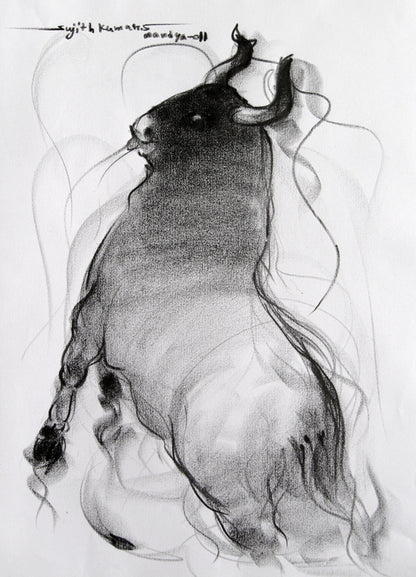 Bull Drawing-093 - SUJITH KUMAR GS MANDYA Art Studio Gallery (SKGSM Art Studio Gallery)