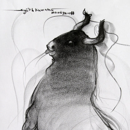 Bull Drawing-093 - SUJITH KUMAR GS MANDYA Art Studio Gallery (SKGSM Art Studio Gallery)