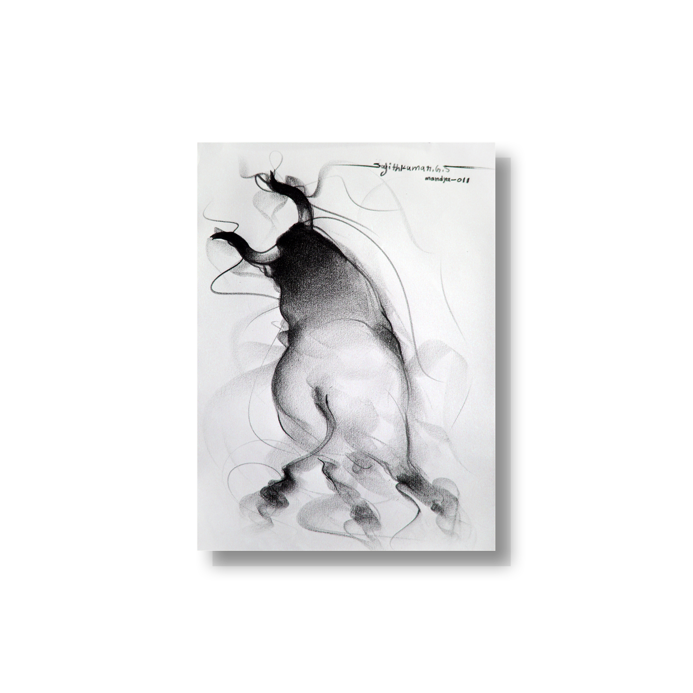 Bull Drawing-094 - SUJITH KUMAR GS MANDYA Art Studio Gallery (SKGSM Art Studio Gallery)