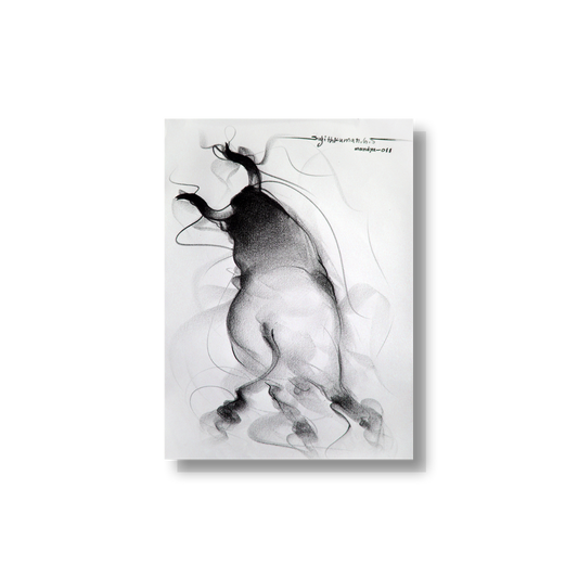 Bull Drawing-094 - SUJITH KUMAR GS MANDYA Art Studio Gallery (SKGSM Art Studio Gallery)