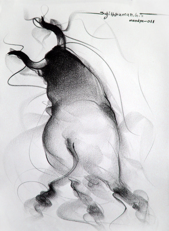 Bull Drawing-094 - SUJITH KUMAR GS MANDYA Art Studio Gallery (SKGSM Art Studio Gallery)