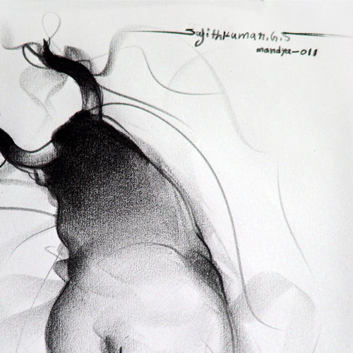Bull Drawing-094 - SUJITH KUMAR GS MANDYA Art Studio Gallery (SKGSM Art Studio Gallery)