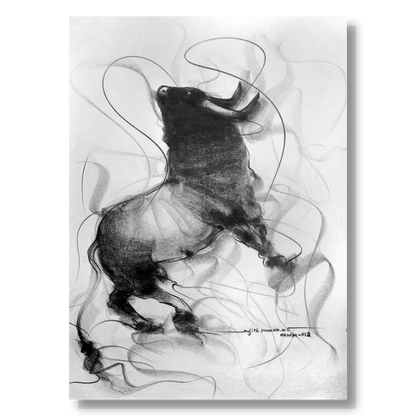 Bull Drawing-096 - SUJITH KUMAR GS MANDYA Art Studio Gallery (SKGSM Art Studio Gallery)