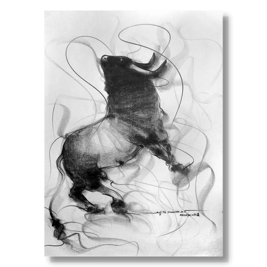 Bull Drawing-096 - SUJITH KUMAR GS MANDYA Art Studio Gallery (SKGSM Art Studio Gallery)