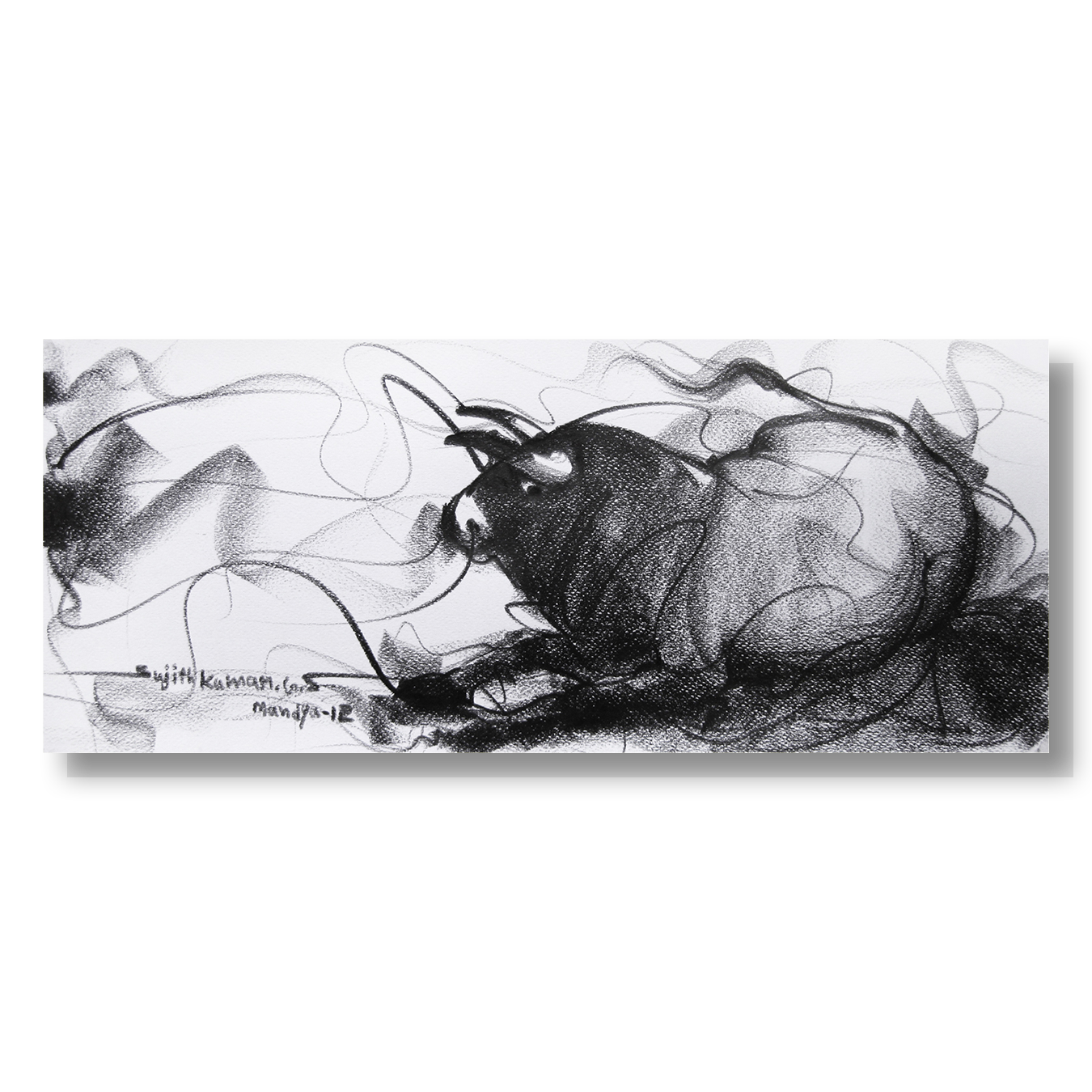 Bull Drawing-097 - SUJITH KUMAR GS MANDYA Art Studio Gallery (SKGSM Art Studio Gallery)