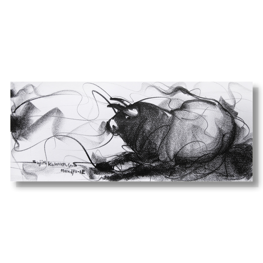 Bull Drawing-097 - SUJITH KUMAR GS MANDYA Art Studio Gallery (SKGSM Art Studio Gallery)