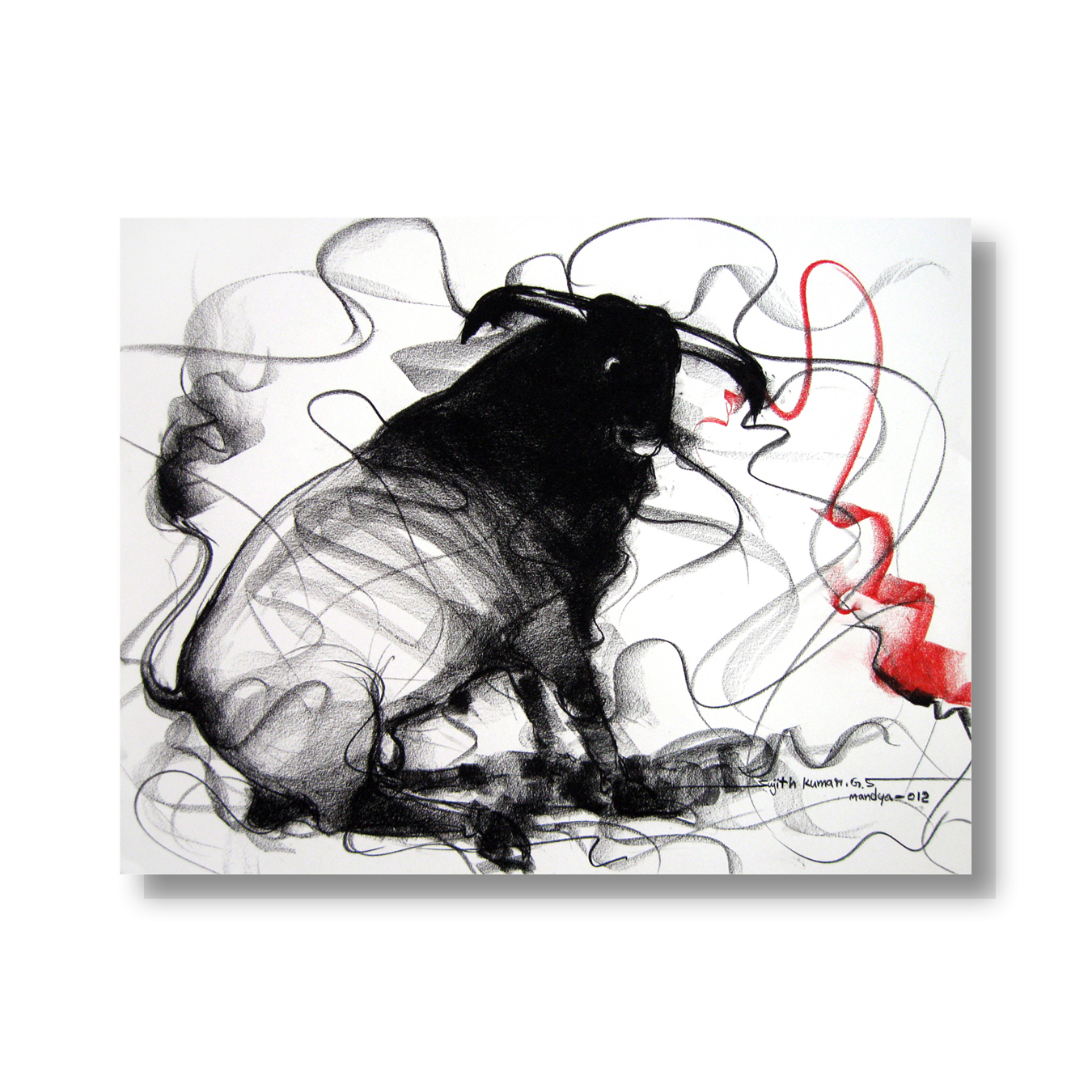 Bull Drawing-101 - SUJITH KUMAR GS MANDYA Art Studio Gallery (SKGSM Art Studio Gallery)