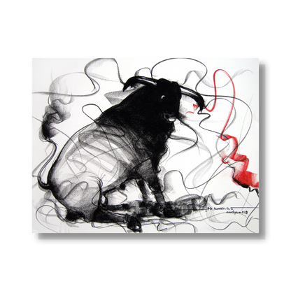 Bull Drawing-101 - SUJITH KUMAR GS MANDYA Art Studio Gallery (SKGSM Art Studio Gallery)