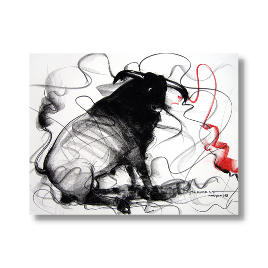 Bull Drawing-101 - SUJITH KUMAR GS MANDYA Art Studio Gallery (SKGSM Art Studio Gallery)