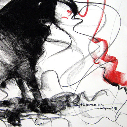 Bull Drawing-101 - SUJITH KUMAR GS MANDYA Art Studio Gallery (SKGSM Art Studio Gallery)